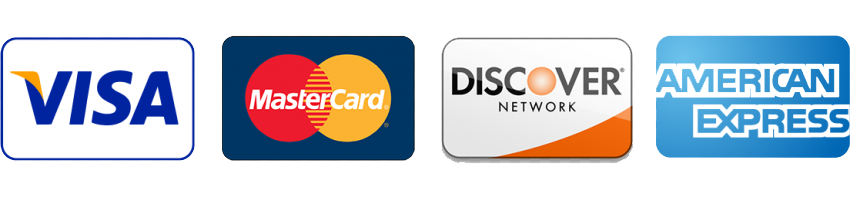 Payment methods: Visa, Mastercard, Discover, American Express